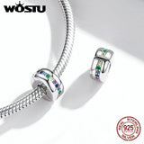 Wostu 925 Silver CZ Clip Charm Dangle for Pan Bracelet