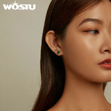 Wostu 925 Silver Lily Valley Earrings Stud for Women Wedding Party Gift