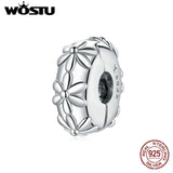 Wostu Flower Zircon Charms 925 Silver Beads Pendant FIC1795