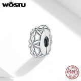 Wostu Flower Zircon Charms 925 Silver Beads Pendant FIC1795