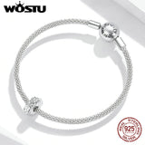 Wostu 925 Silver Flower Zircon Charms for Bracelets DXC1795