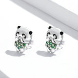 Wostu Silver Earring 925 Women Ear Stud Panda Cat Lemon Earrings