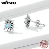 Wostu Silver Opal Star Earrings Zircon Ear Buckles