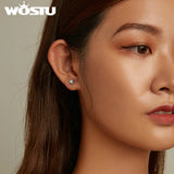 Wostu Silver Opal Star Earrings Zircon Ear Buckles