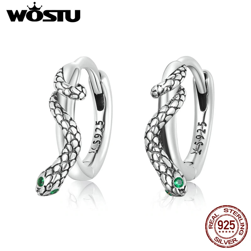 Wostu 925 Silver Snake Ear Buckles Earrings Set