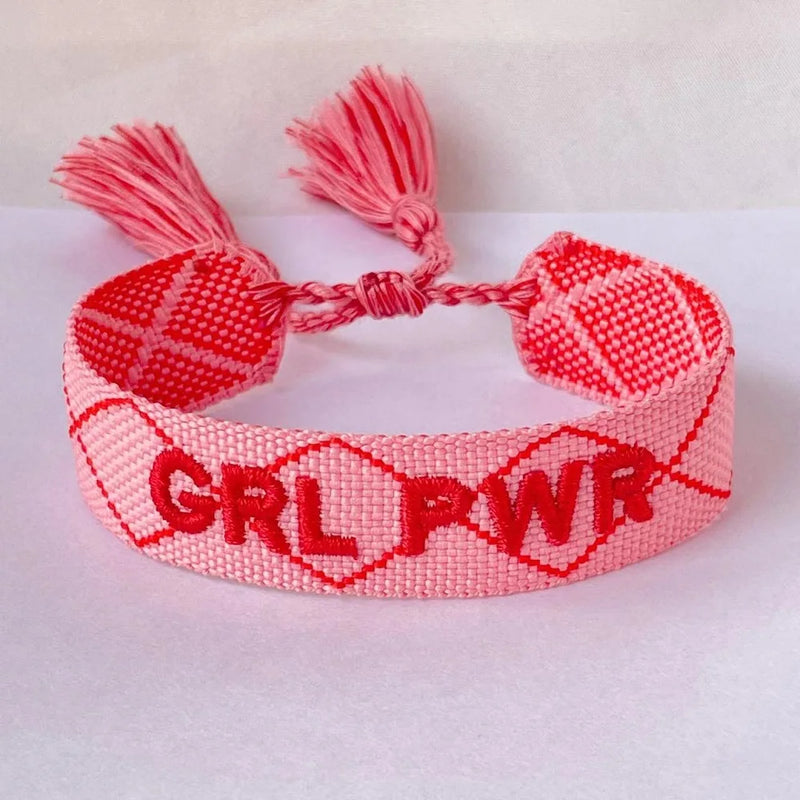 Girl Power Woven Bracelets Cotton Friendship Bracelets
