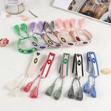 Woven Bracelets Evil Eyes Stackable Wrap Fabric Bracelets