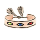 Woven Bracelets Evil Eyes Stackable Wrap Fabric Bracelets