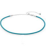 Woven Fabric Leather Choker Ball Clasp Necklace