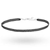 Woven Fabric Leather Choker Ball Clasp Necklace