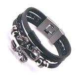 Customizable Woven Leather Rope Wrap Stainless Steel Men's Bracelet