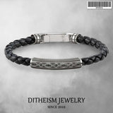Woven Leather Wrap Bracelet Love Knot with Spring Clap, Silver Punk Jewelry