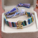 Ethnic Style Woven Ribbon Zircon Anklet Bracelet
