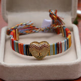 Ethnic Style Woven Ribbon Zircon Anklet Bracelet