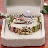 Ethnic Style Woven Ribbon Zircon Anklet Bracelet