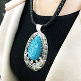 Geometric Pendant Rope Necklace Bohemian Style