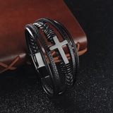 Men's Leather Bracelet Stainless Steel Jewelry
