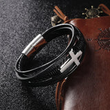 Men's Leather Bracelet Stainless Steel Jewelry
