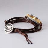 Gilded Druzy Bohemia Wrap Bracelet Natural Rope Statement