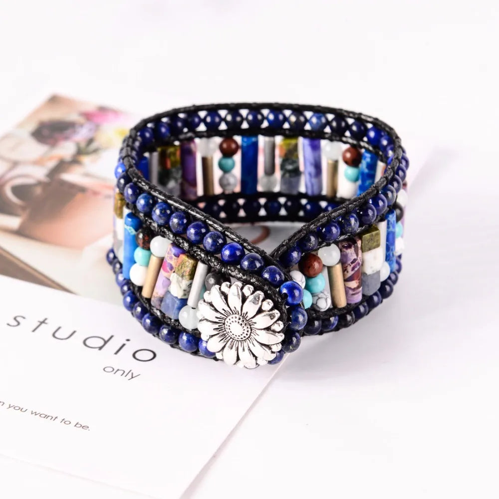 Tube Shape Stone Wrap Bracelet for Women