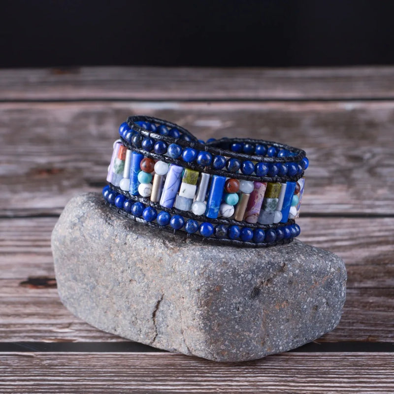 Tube Shape Stone Wrap Bracelet for Women