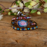 Leather Rope Natural Stone Bracelet Vintage Jewelry