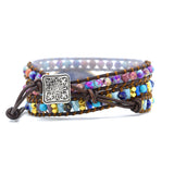Leather Rope Natural Stone Bracelet Vintage Jewelry