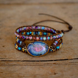 Leather Rope Natural Stone Bracelet Vintage Jewelry