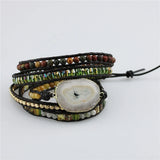 Leather Rope Punk Stone Bead Bracelet Classic Retro Jewelry