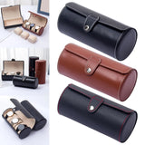 Cylinder Wrist Watch Display Case with 3 Compartments