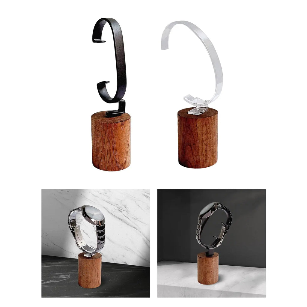 Wooden Base Watch Display Holder C Type Durable Accessory for Men