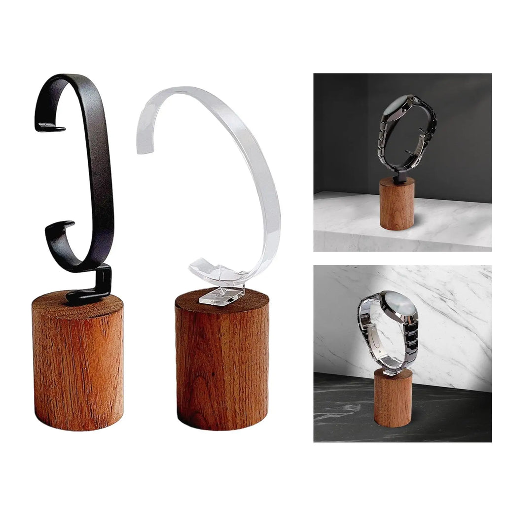 Wooden Base Watch Display Holder C Type Durable Accessory for Men