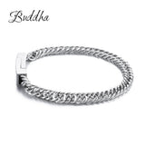 Stainless Steel Chain Biker Bracelet Buddha Jewelry