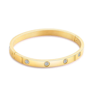 Wukaka Stainless Steel Bangle With Stone Crystal Bracelet For Woman