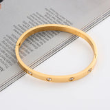 Wukaka Stainless Steel Bangle With Stone Crystal Bracelet For Woman
