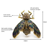Wuli&Baby Rhinestone Alloy Cicada Brooches Enamel Christmas Pins