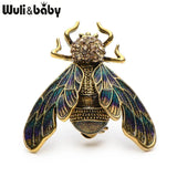 Wuli&Baby Rhinestone Alloy Cicada Brooches Enamel Christmas Pins
