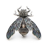Wuli&Baby Rhinestone Alloy Cicada Brooches Enamel Christmas Pins