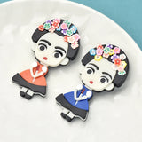 Acrylic African Girl Brooch for Women - Lady Figure Pin