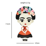 Acrylic African Girl Brooch for Women - Lady Figure Pin