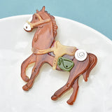 Acrylic Brown Horse Brooches Unisex Steed Animal Party Casual Pin