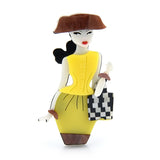 Acrylic Carry Bag Lady Brooches For Women