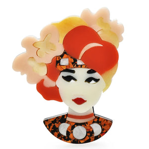 Acrylic Charm Lady Brooches Women National Style Girl Figure Party Casual Pin