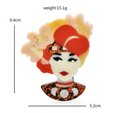 Acrylic Charm Lady Brooches Women National Style Girl Figure Party Casual Pin