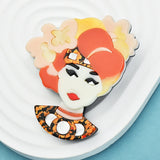 Acrylic Charm Lady Brooches Women National Style Girl Figure Party Casual Pin