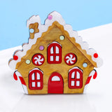Acrylic Christmas House Brooch Snow Chalet Jewelry Gift