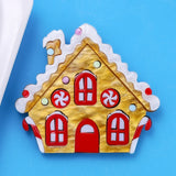 Acrylic Christmas House Brooch Snow Chalet Jewelry Gift
