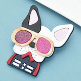 Acrylic Dog Brooches Glasses Dog Brooch Pins