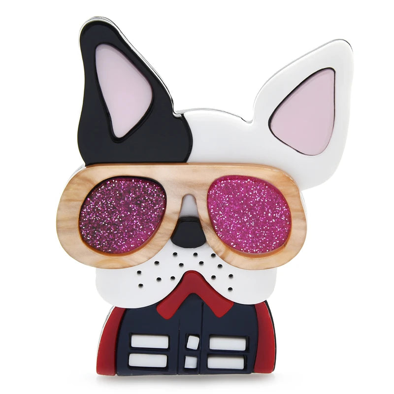 Acrylic Dog Brooches Glasses Dog Brooch Pins