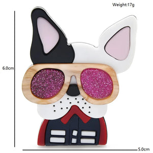 Acrylic Dog Brooches Glasses Dog Brooch Pins